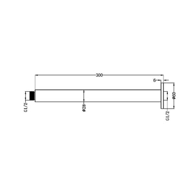 Zen SS316L Round Ceiling Arm 300mm Length Graphite