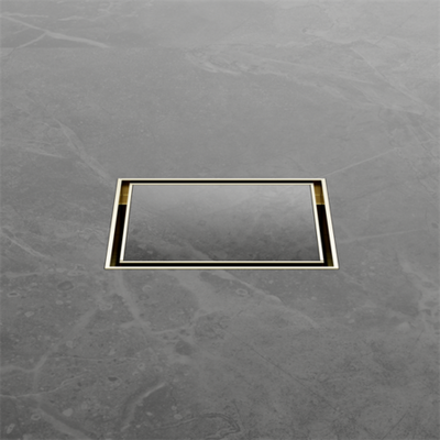 Nero 100mm Square Tile Insert Floor Waste 50mm Outlet Brushed Gold