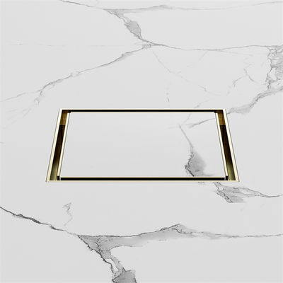 Nero Tile Insert 130mm Square Tile Floor Waste 100mm Outlet Brushed Gold - Sydney Home Centre