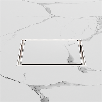 Nero Tile Insert 130mm Square Tile Floor Waste 100mm Outlet Brushed Nickel - Sydney Home Centre