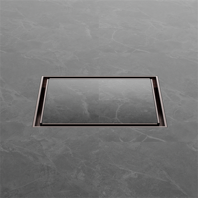 Nero Tile Insert 130mm Square Tile Floor Waste 100mm Outlet Brushed Bronze - Sydney Home Centre