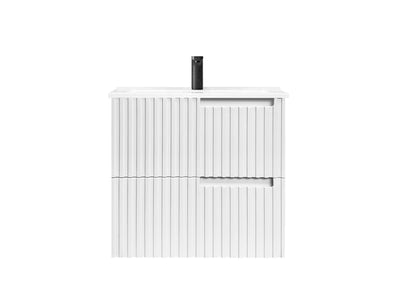 Otti Noosa 600mm Wall Hung Vanity Matte White (Slimline Ceramic Top) - Sydney Home Centre