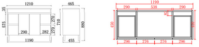 Poseidon Nova 1200mm Single Bowl Vanity with Built-In Kickboard Concrete Grey (Ceramic Top) - Sydney Home Centre