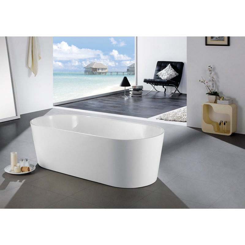 Poseidon Ovia Free Standing 1300mm Gloss White Bathtub - Sydney Home Centre