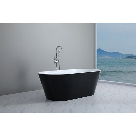 Poseidon Ovia Free Standing 1700mm Gloss Black And White Bathtub - Sydney Home Centre