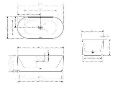 Riva Oslo V-Groove Oval 1700mm Freestanding Bathtub Gloss White - Sydney Home Centre