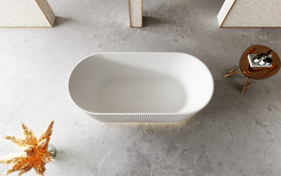 Riva Oslo V-Groove Oval 1700mm Freestanding Bathtub Gloss White - Sydney Home Centre