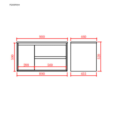 Poseidon Petra 900mm Wall Hung Right Drawer Cabinet Only - Sydney Home Centre