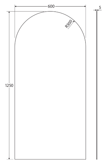 Fienza Care 600mm x 1250mm Arch Shape Mirror - Sydney Home Centre