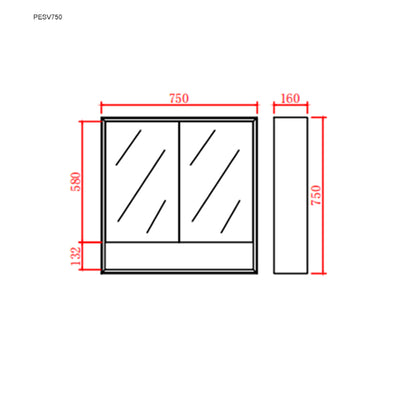 Poseidon Petra Double Door Shaving Cabinet 750mm - Sydney Home Centre