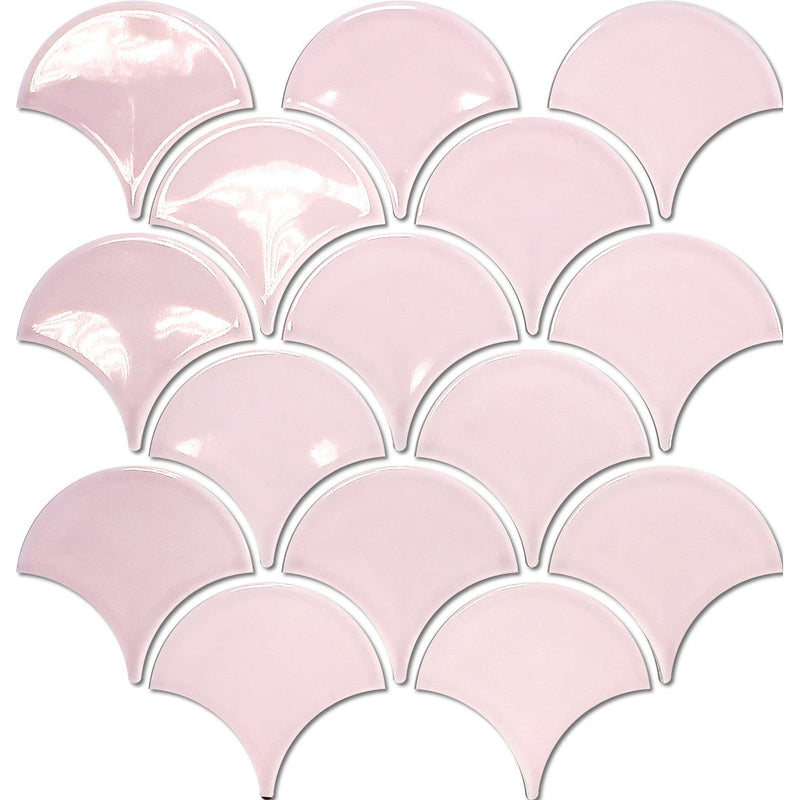 Pastel Pink Gloss Glazed Porcelain Fishscale - Sydney Home Centre