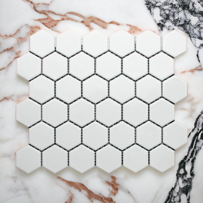 White Gloss Porcelain Glazed 51x59mm Hexagon - Sydney Home Centre