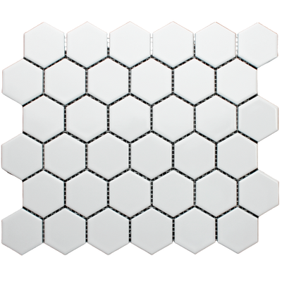 White Gloss Porcelain Glazed 51x59mm Hexagon - Sydney Home Centre