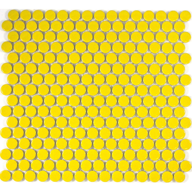 Yellow Gloss 19mm Diameter Glazed Porcelain Penny Round - Sydney Home Centre