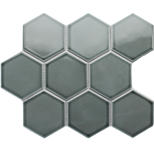 Water Green Gloss Porcelain Glazed 95x110mm Hexagon - Sydney Home Centre