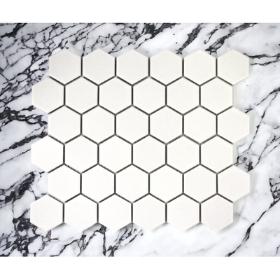 White Matte Porcelain Glazed 51x59mm Hexagon - Sydney Home Centre