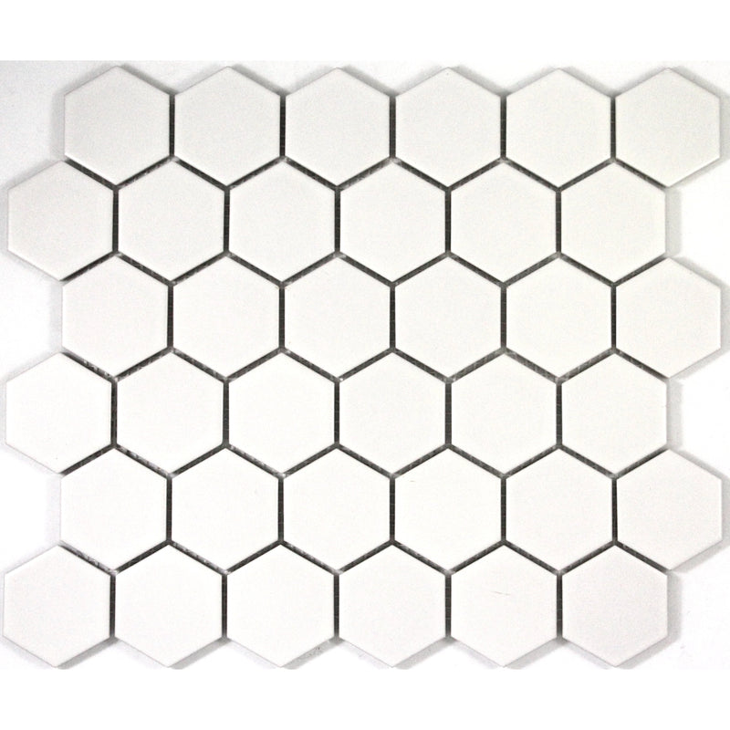 White Matte Porcelain Glazed 51x59mm Hexagon - Sydney Home Centre