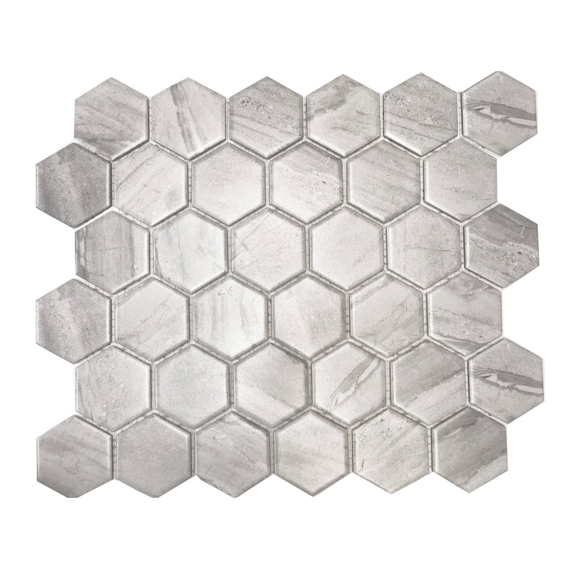 Wooden Grey Matte Porcelain Glazed 51x59mm Hexagon - Sydney Home Centre