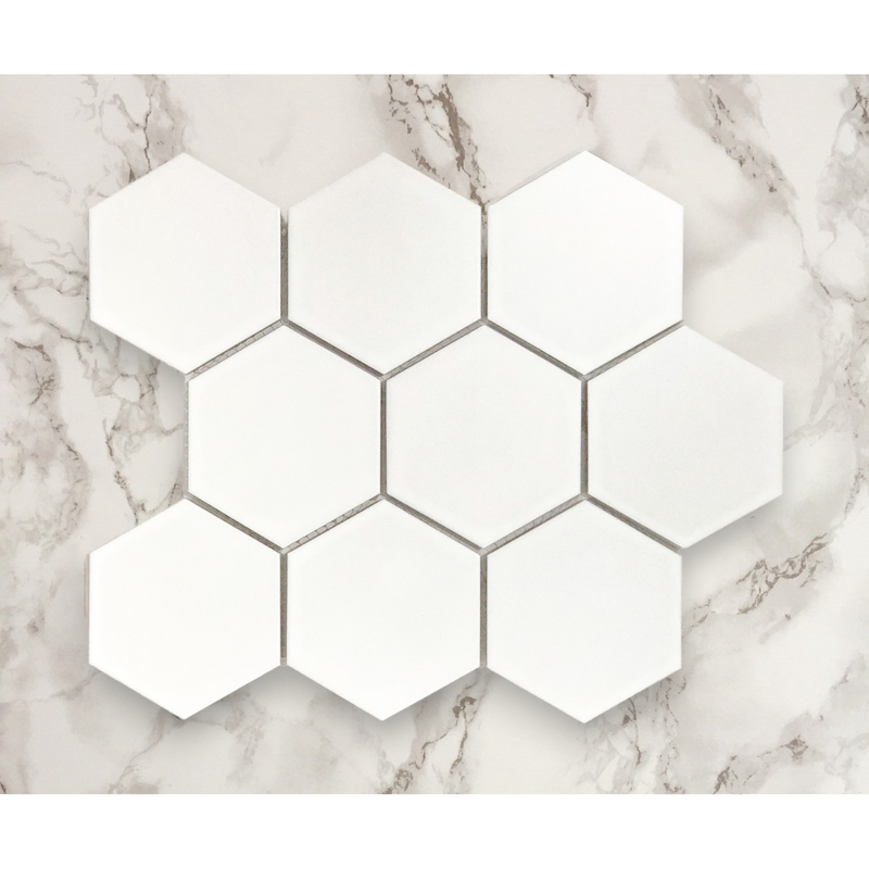 White Matte Porcelain Glazed 95x110mm Hexagon - Sydney Home Centre