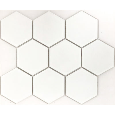 White Matte Porcelain Glazed 95x110mm Hexagon - Sydney Home Centre