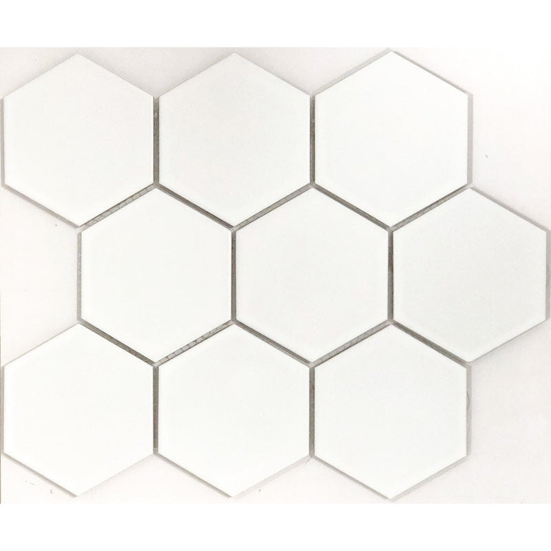 White Matte Porcelain Glazed 95x110mm Hexagon - Sydney Home Centre