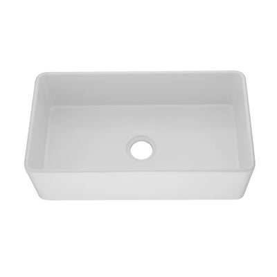 Poseidon Quartz Farmhouse Single Bowl 838mm Kitchen Sink Matte White - Sydney Home Centre