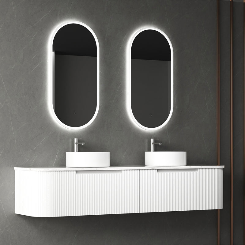 Aulic Petra Mark II 1800mm Single Bowl Wall Hung Vanity Matte White (Palis Flat Quartz Stone Top) - Sydney Home Centre