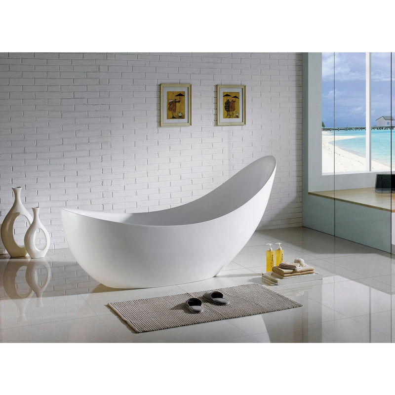 Poseidon Posh Free Standing 1680mm Gloss White Bathtub - Sydney Home Centre