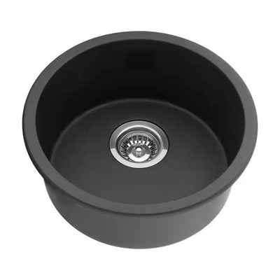 Poseidon Quartz Undermount 466mm Single Bowl Kitchen Sink Matte Black - Sydney Home Centre