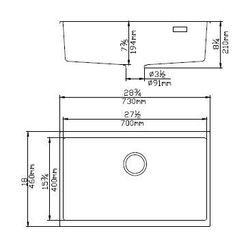 Poseidon Quartz Undermount 730mm Single Bowl Kitchen Sink Matte Black - Sydney Home Centre