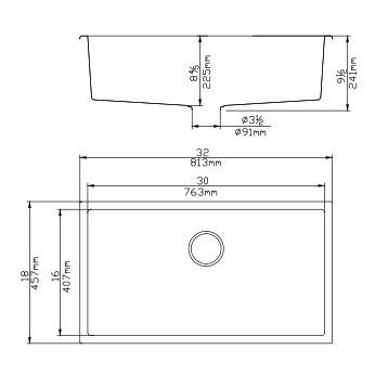 Poseidon Quartz Undermount 813mm Single Bowl Kitchen Sink Matte Black - Sydney Home Centre