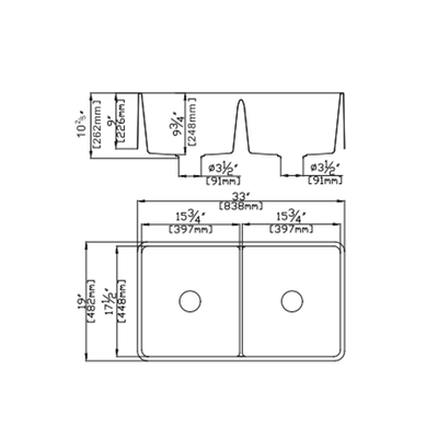 Poseidon Quartz Farmhouse Double Bowl 838mm Kitchen Sink Matte Black - Sydney Home Centre