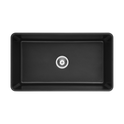 Poseidon Quartz Farmhouse Single Bowl 838mm Kitchen Sink Matte Black - Sydney Home Centre