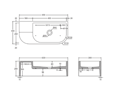 Fienza Blanca Concrete Wall Basin Warm Grey - Sydney Home Centre