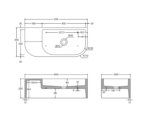 Fienza Blanca Concrete Wall Basin Warm Grey - Sydney Home Centre