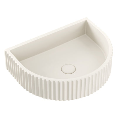 Fienza Valentina Fluted Arch Concrete Wall Basin Warm White - Sydney Home Centre