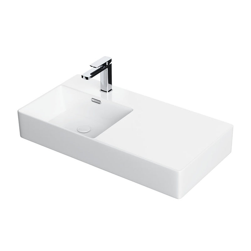 Fienza Petra Left-Hand Wall Basin 800mm Gloss White - Sydney Home Centre