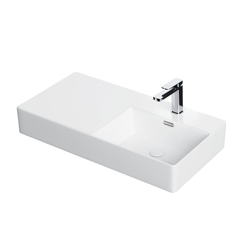 Fienza Petra Right-Hand Wall Basin 800mm Gloss White - Sydney Home Centre