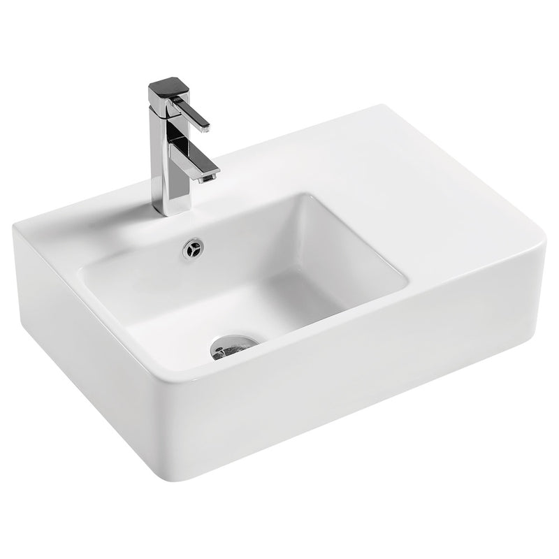 Fienza Delta Care Left-Hand Wall Basin Gloss White - Sydney Home Centre