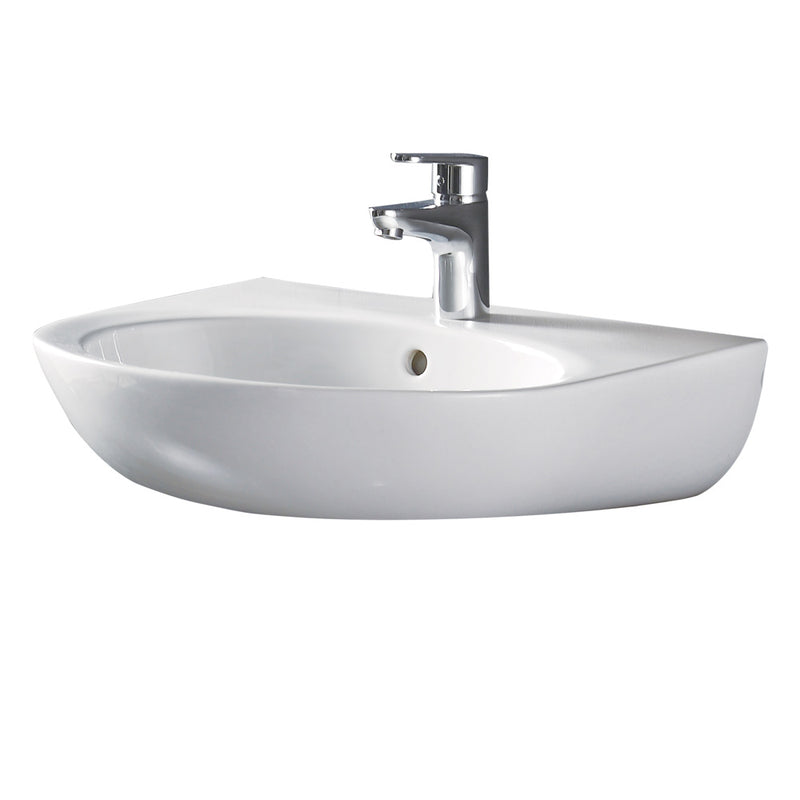 Fienza Stella Care 3 Tap Holes Wall Basin (No Shroud) Gloss White - Sydney Home Centre