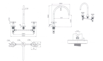 MN Ryker 1/4 Turn Kitchen Set Brushed Bronze