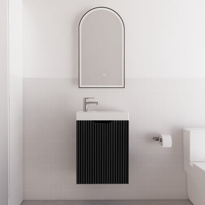 Riva Vienna 450mm Wall Hung Vanity Matte Black (Polymarble Ceramic Top) - Sydney Home Centre