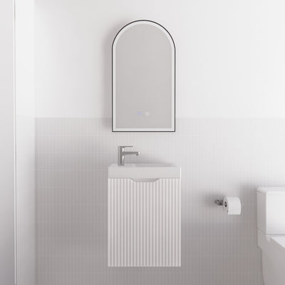 Riva Vienna 450mm Wall Hung Vanity Matte White (Polymarble Ceramic Top) - Sydney Home Centre