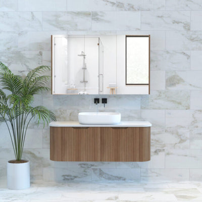 Riva Bergen 1200mm Solid Timber Single Bowl Wall Hung Vanity (Carrara Stone Top) - Sydney Home Centre