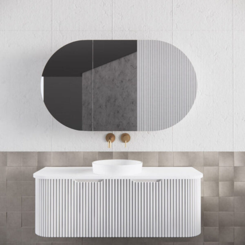 Riva Bergen 1200mm Matte White Single Bowl Wall Hung Vanity (Carrara Stone Top) - Sydney Home Centre