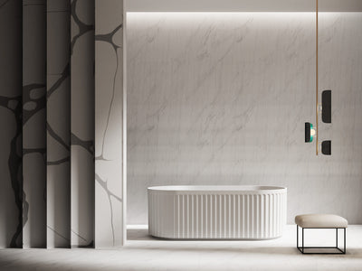 Riva Roma Fluted 1500mm Freestanding Bathtub Matte White - Sydney Home Centre