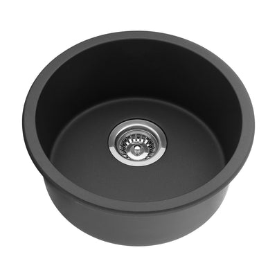 Poseidon Quartz Undermount 410mm Single Bowl Kitchen Sink Matte Black - Sydney Home Centre