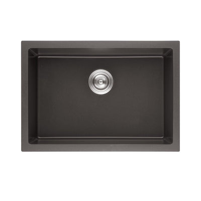 Poseidon Quartz Undermount 730mm Single Bowl Kitchen Sink Matte Black - Sydney Home Centre