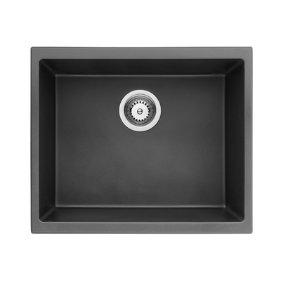 Poseidon Quartz Undermount 543mm Single Bowl Kitchen Sink Matte Black - Sydney Home Centre