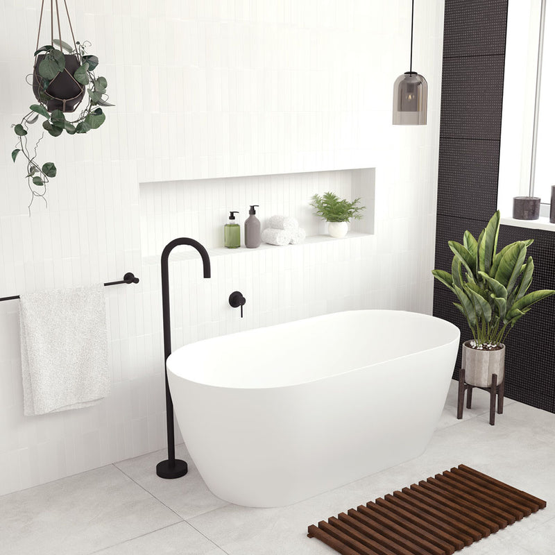 Fienza Kaya 1500mm Solid Surface Bath Matte White - Sydney Home Centre